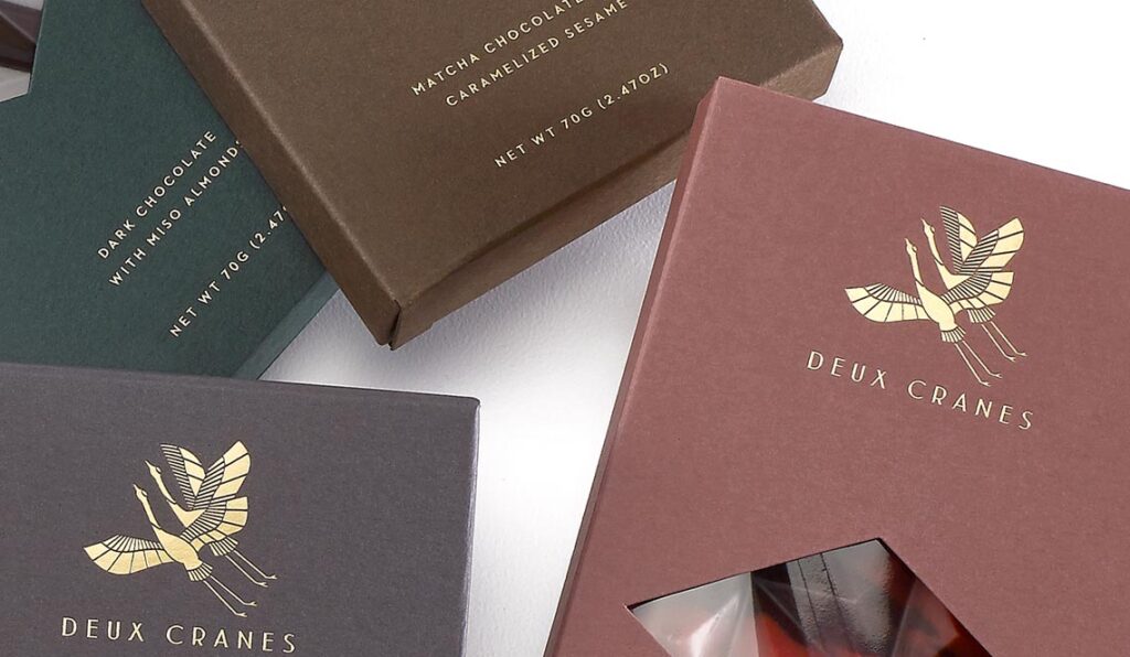 Folding Carton Chocolate Packaging for Deux Cranes