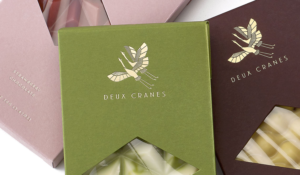 Folding Carton Chocolate Packaging for Deux Cranes