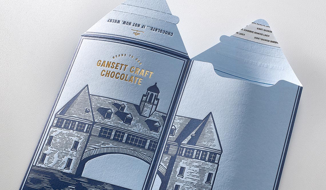 Letterpress Packaging for Gansett Craft Chocolate